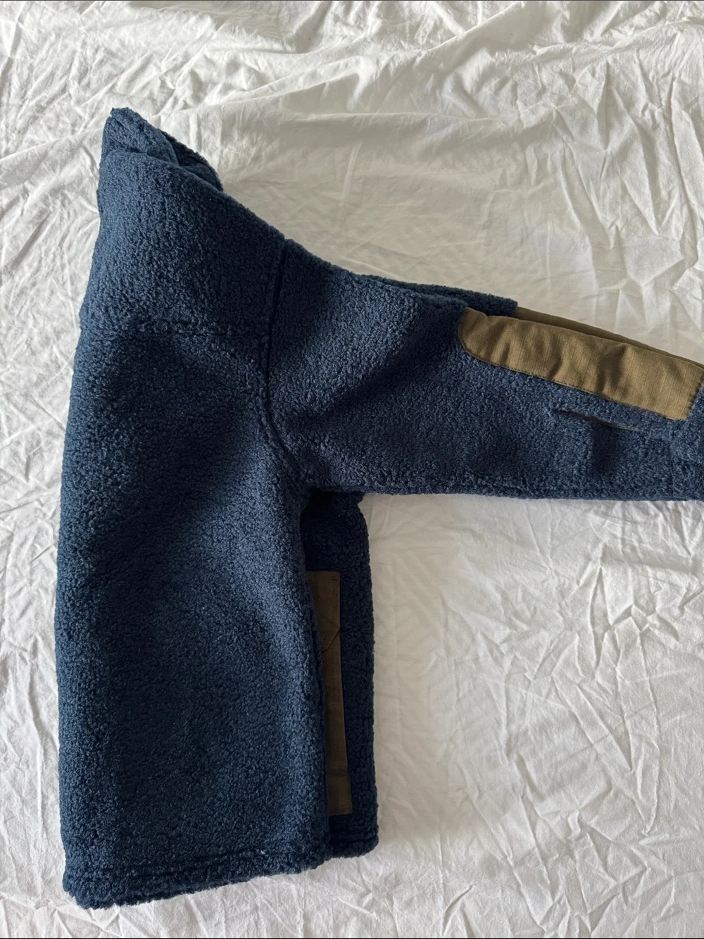 ZARA Kids Navy Sherpa Jacket with Contrast Tan Pockets NWT size 6-7
